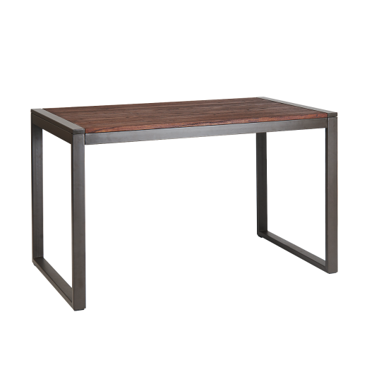 27.5" x 47.25" Steel Frame Table w/ Dark Gun Color Elmwood Table Top