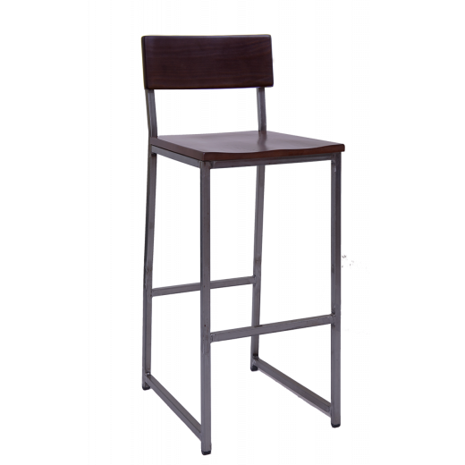 Beechwood Back & Seat Clear Coat Metal Barstool
