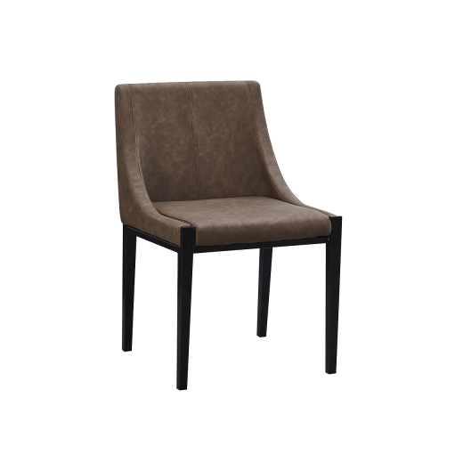 Modern Vintage Metal Chair With Brown Vinyl Seat & Back