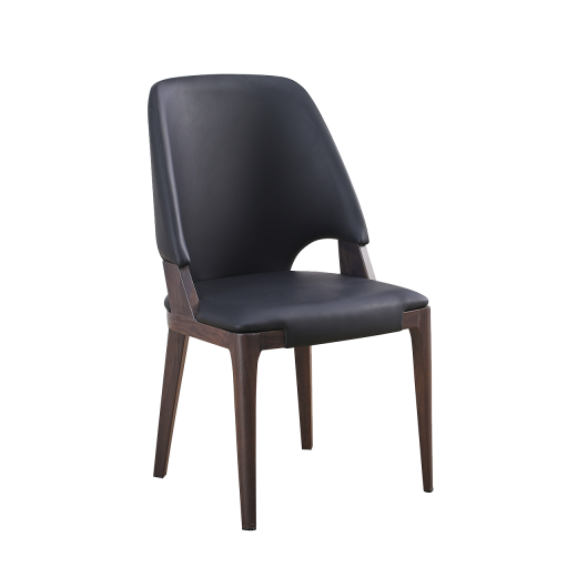 Aluminum Frame Chair in Wood Grain Finish w/ Black Vinyl Back & Seat