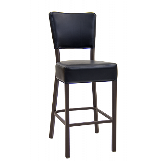  Banquet Barstool in Brown with Black Vinyl Seat 