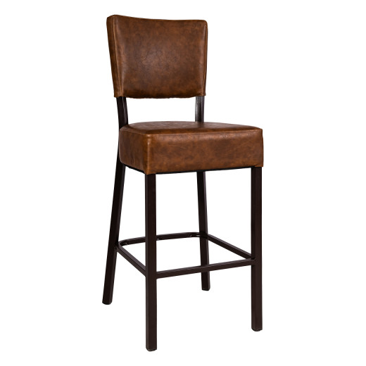 Banquet Barstool in Brown with Brown Vinyl Seat