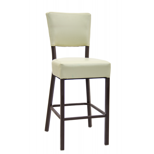  Banquet Barstool in Brown with Cream Color Vinyl Seat 