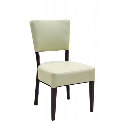 Banquet Chair in Brown with Cream Color Vinyl Seat