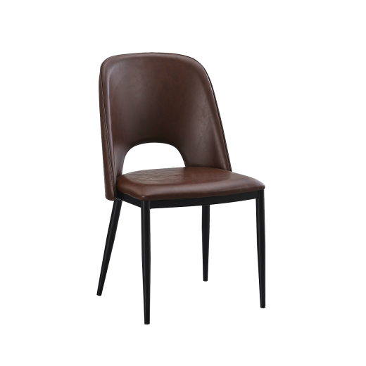 Metal Chair With Brown Vinyl Seat & Back