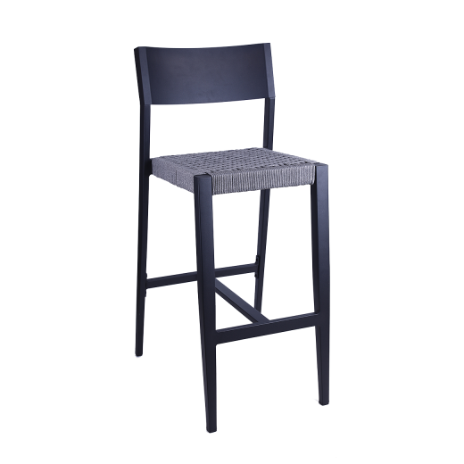 Black Aluminum Outdoor Barstool w/ Terylene Fabric Seat