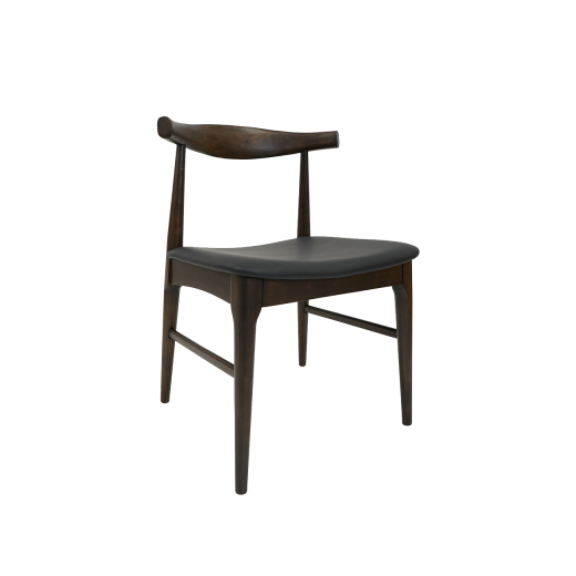 Black Vinyl Seat Rubberwood Chair 