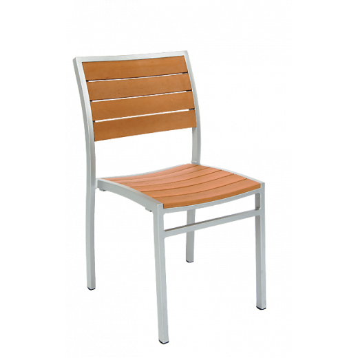 Outdoor Imitation Teak Slat Aluminum Frame Chair