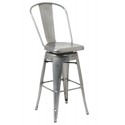 Tolix Metal Swivel Barstool w/Clear Coat Finish 