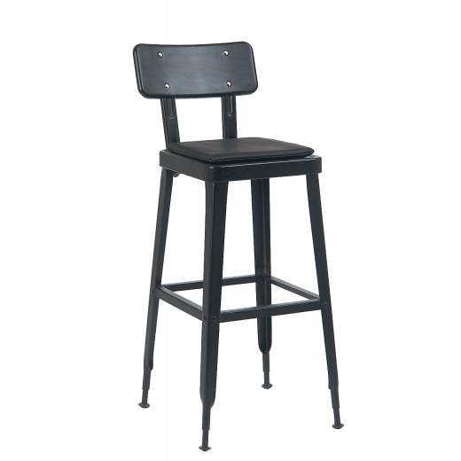 Vinyl Seat Black Steel Barstool