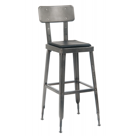 Vinyl Seat Gunmetal Steel Barstool