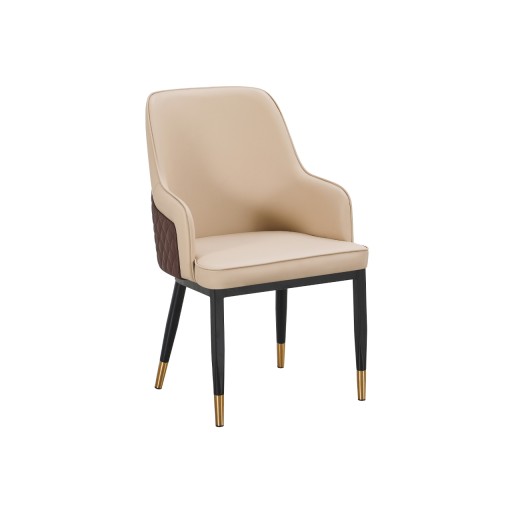 Metal Indoor Lounge Chair, Vinyl Seat and Back in Cream Color