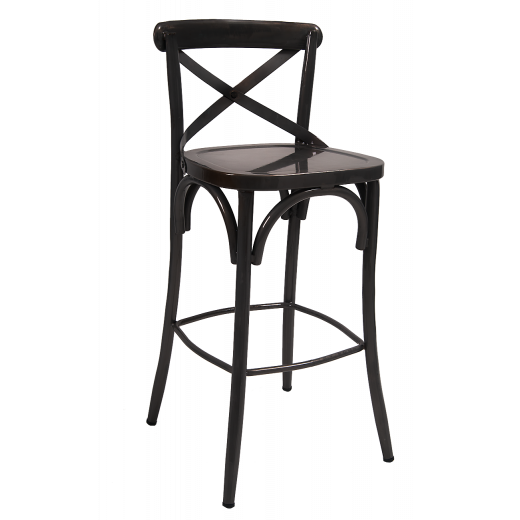 Black Metal Barstool w/Cross Back