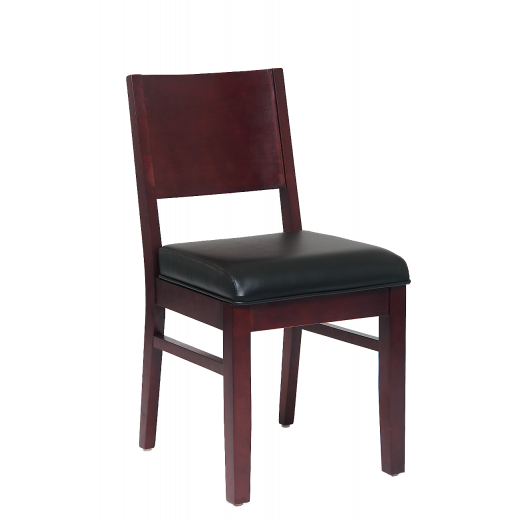 Dark Mahogany Frame and Beechwood Plain Back Chair w/ Vinyl Seat