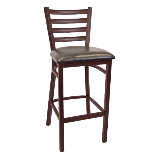Brown Metal Barstool w/ Ladder Back & Vinyl Seat  