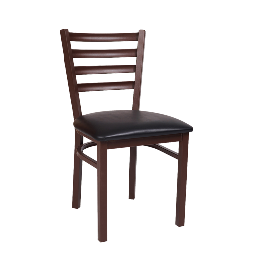 Brown Metal Chair w/ Ladder Back & Vinyl Seat