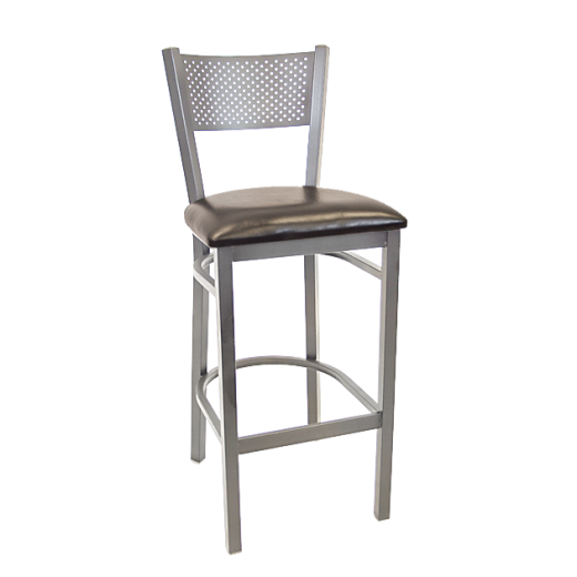Gray Perforated Back & Vinyl Seat Metal Barstool 