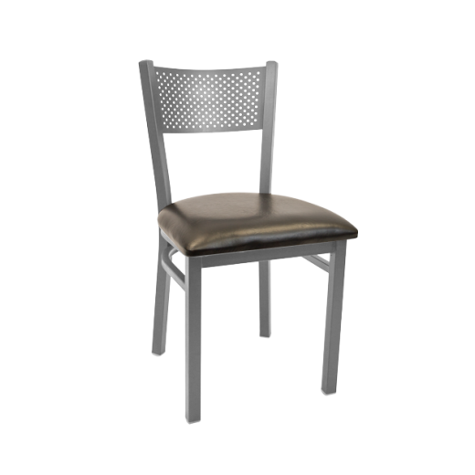 Gray Perforated Back & Vinyl Seat Metal Chair 