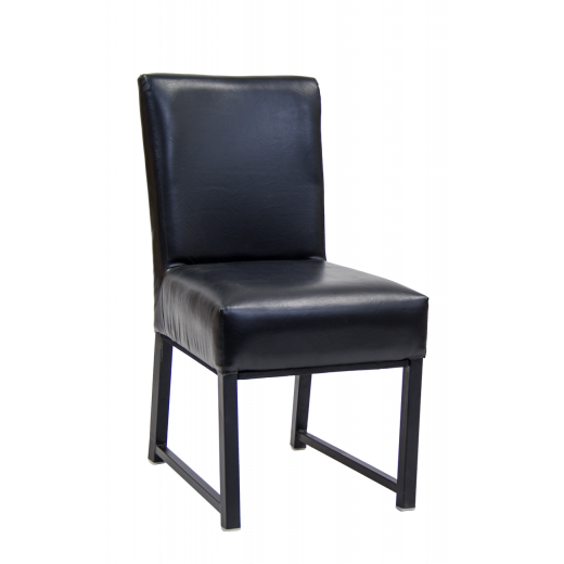 Black Metal Indoor Chair w/Black Vinyl Seat & Back