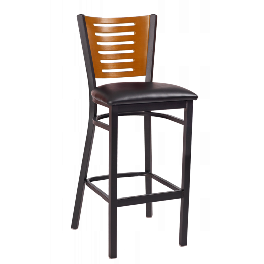 Darby Series Slat Back Vinyl Seat Metal Barstool w/ Back in Cherry