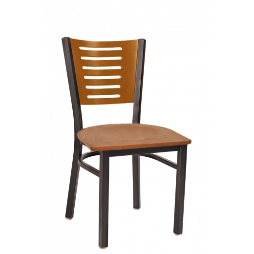 Darby Series Slat Back Veneer Seat Metal Chair w/ Back & Seat in Cherry
