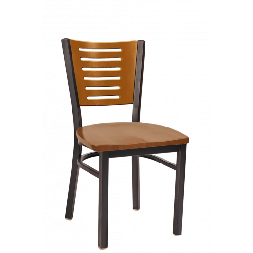 Darby Series Slat Back Wood  Seat Metal Chair w/ Back & Seat in Cherry