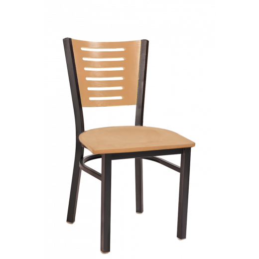 Darby Series Slat Back Veneer Seat Metal Chair w/ Back & Seat in Natural