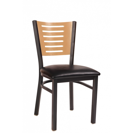 Darby Series Slat Back Vinyl  Seat Metal Chair w/ Back in Natural
