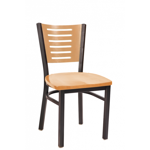 Darby Series Slat Back Wooden Seat Metal Chair w/ Back & Seat in Natural