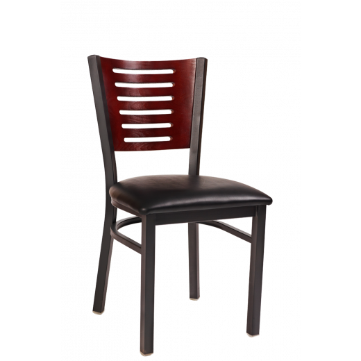 Darby Series Slat Back Vinyl Seat Metal Chair w/ Back in Dark Mahogany