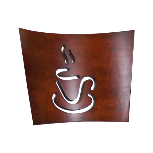 Coffee Cup Cutout Veneer Backs in Dark Mahogany Finish