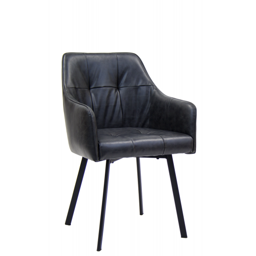 Metal Indoor Chair, Vinyl Seat and Back in Dark Gray Finish