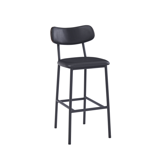 Black Metal Barstool w/ Black Vinyl Back & Seat