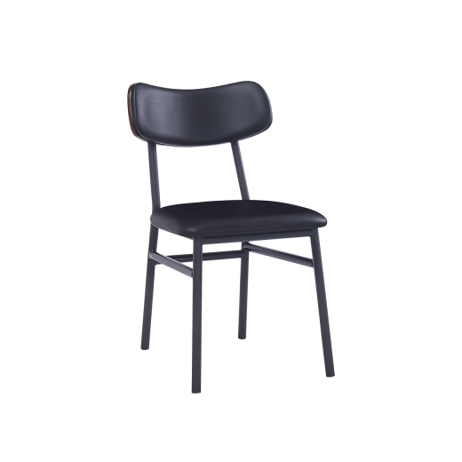 Black Metal Chair w/ Black Vinyl Back & Seat