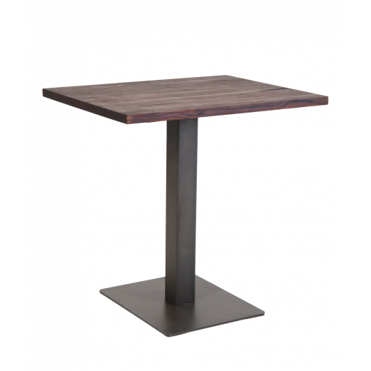  23.5"x 30"  Indoor Walnut Finish Elmwood Top Table w/Steel Base