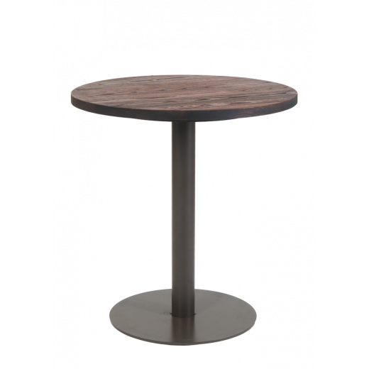 27.5" Round Table w/ Elmwood Top & Gunmetal Base