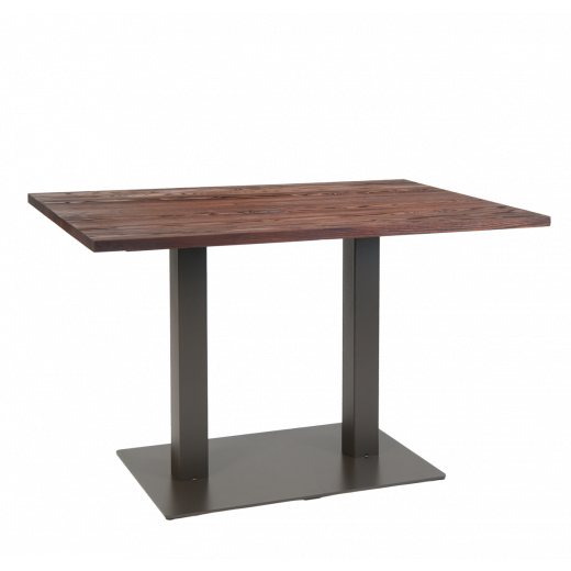 31" x 47"  Indoor Table w/ Dark Gun Color Elmwood Table Top & Steel Base 