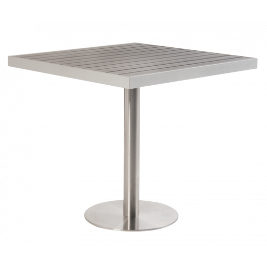31.5"x31.5"  Aluminum Patio Table w/Imitation Teak Slat Top in Gray