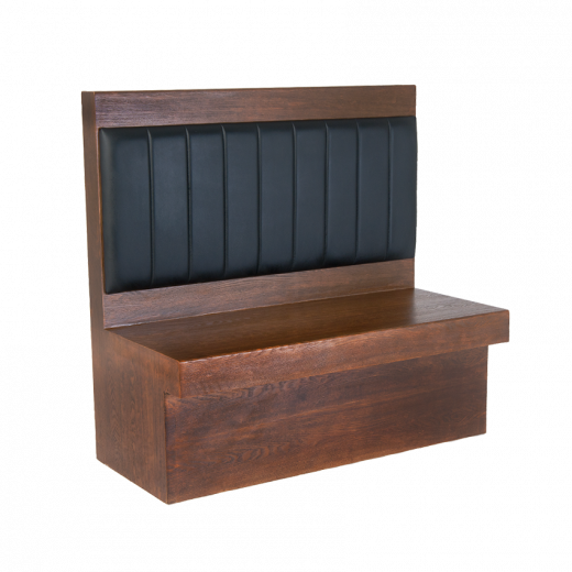  48"H, Walnut Finished 9 Channel Back Veneer Wood Single Booth