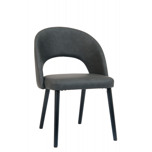 Indoor Dark Gray PU Leather Metal Legs Chair  