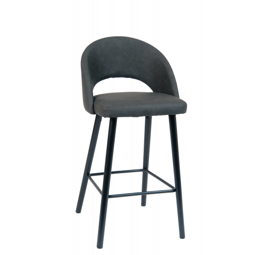 Indoor Dark Gray PU Leather Metal Legs Barstool