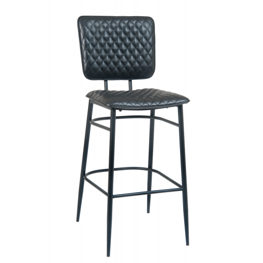 Steel Bar Stool w/ Black Vinyl Back & Seat