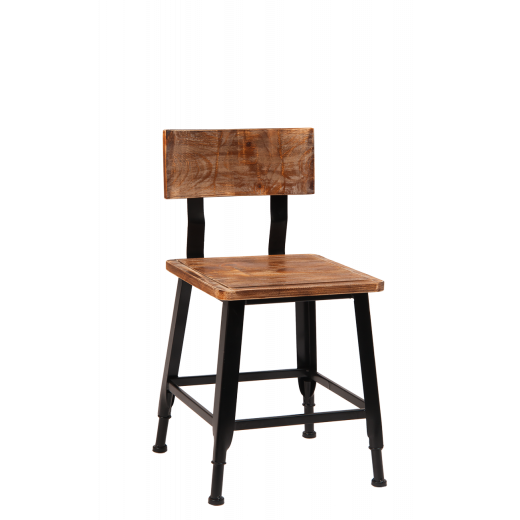 Pinewood Seat and Back Metal Chair