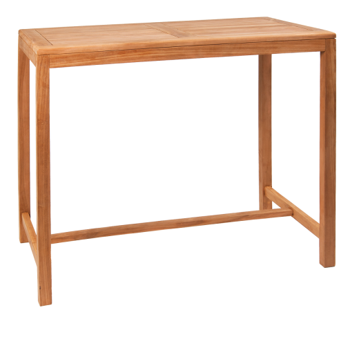 Natural Finish Teak Wood Bar Height Table, 27.5" x 47"