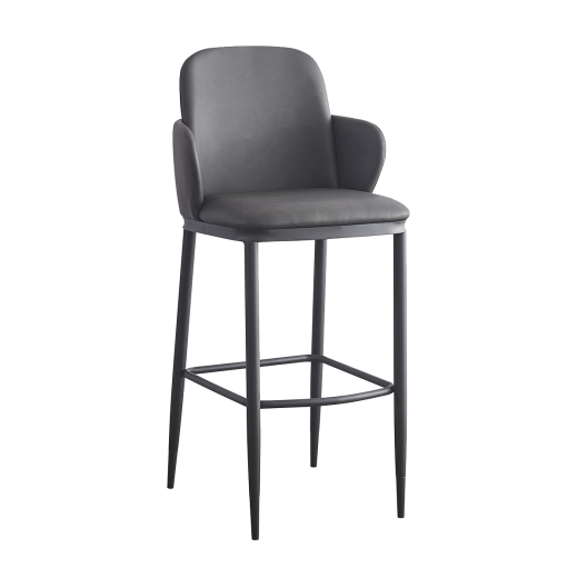 Metal Barstool with Gray Vinyl Back & Seat