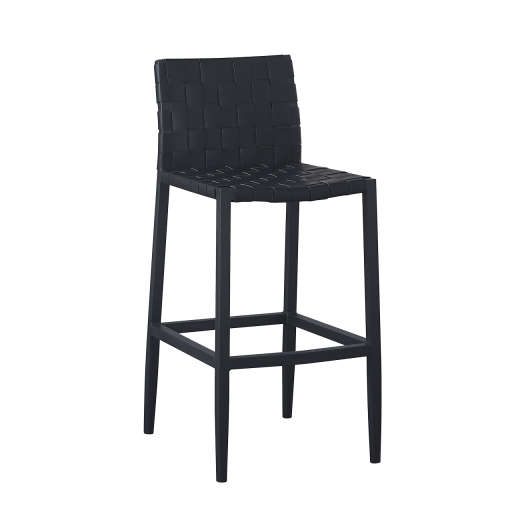 Metal Restaurant Bar Stool w/ Black Vinyl Woven Seat & Back