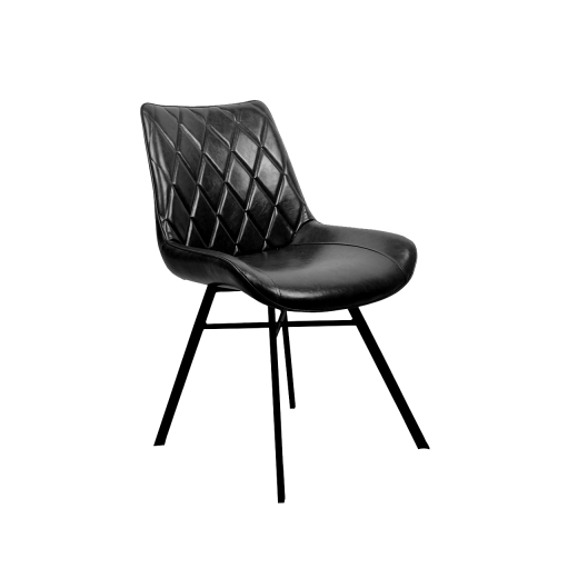 Diamond Stitched Vintage Chair w/ Metal Frame & Vinyl Seat