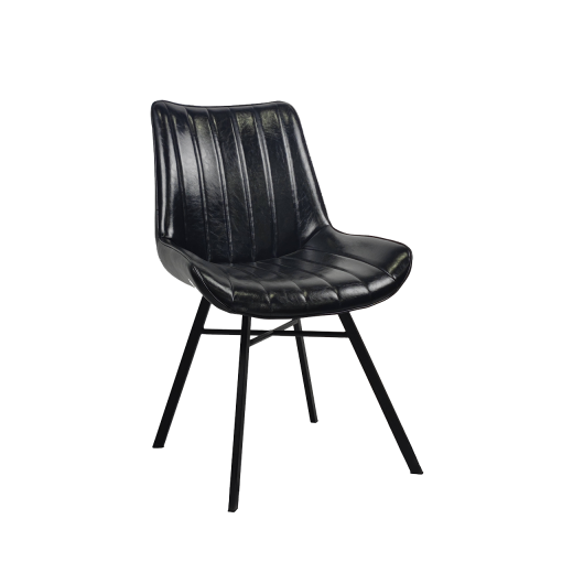 Vintage Chair w/ Metal Frame & Black Vinyl Seat