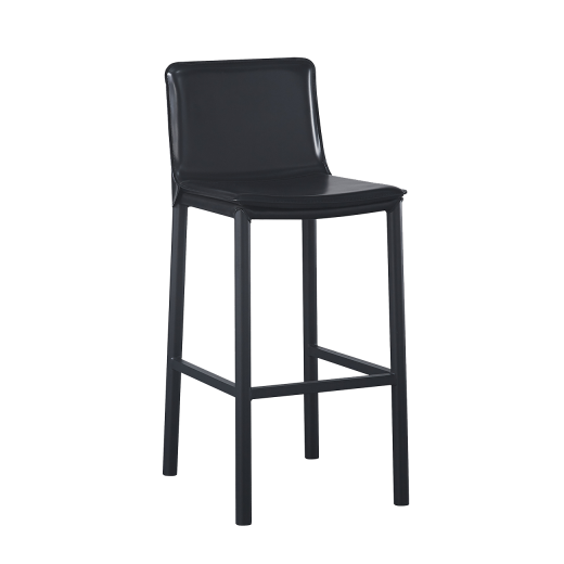Metal Restaurant Bar Stool w/ Black Vinyl Seat & Back