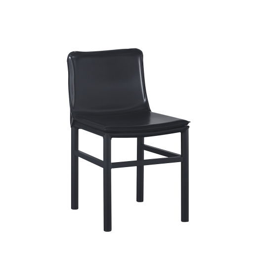 Metal Restaurant Chair w/ Black Vinyl Seat & Back